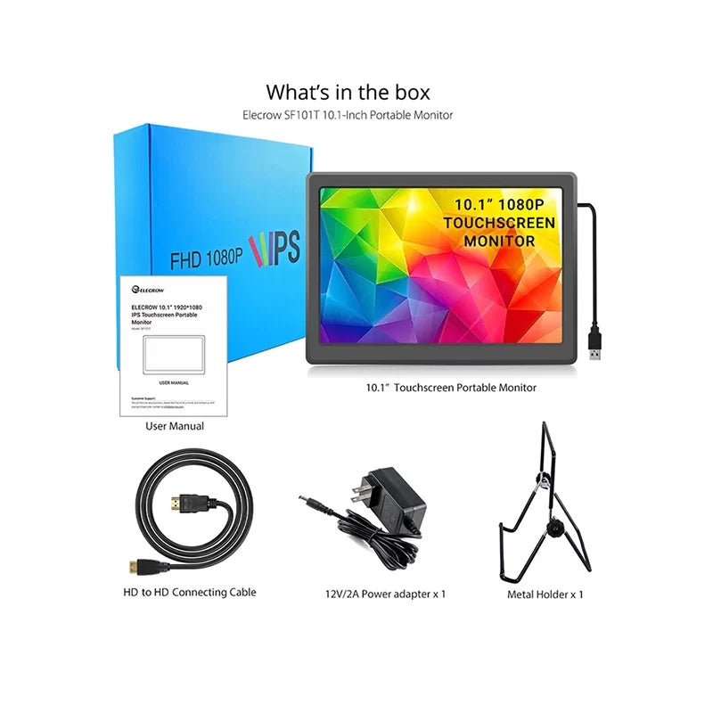 SF101T 10.1 Inch Touchscreen Monitor IPS Raspberry Pi Screen with HDMI-compatible VGA Display