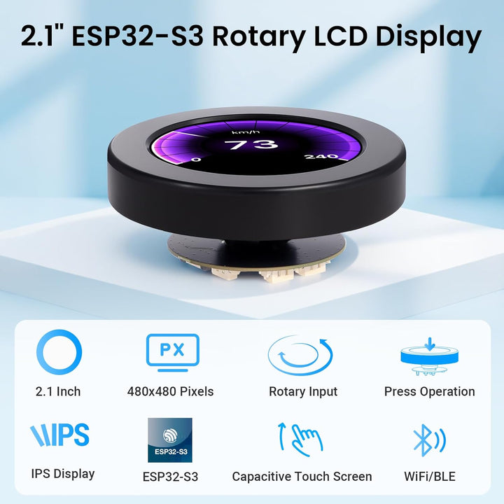 CrowPanel 2.1inch-HMI ESP32 Rotary Display 480*480 IPS Round Touch Kno ...