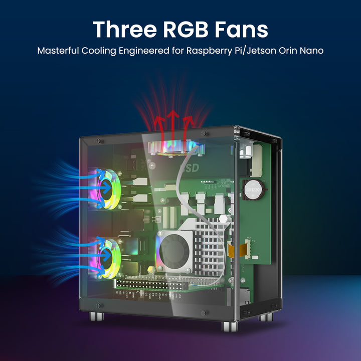 mini pc case with 3 RGB fans