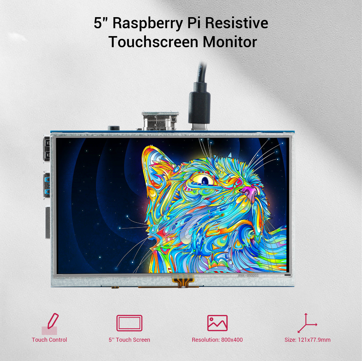 RR050 5 Inch Raspberry Pi Touch Display 800x480TFT LCD Display HDMI ...