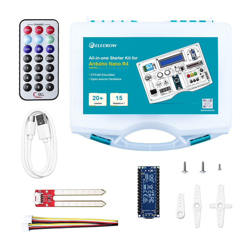 All-in-one Starter Kit for Arduino NANO R4 with 20 lessons and 16 modu ...