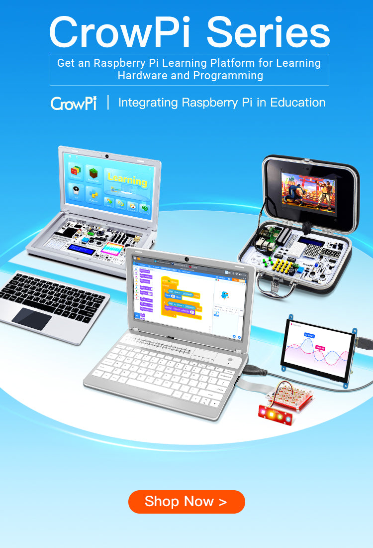 ELECROW Crowpi Raspberry Pi 4 3 b 3b+ 4b+ Kit Raspberry Pi Learning  Programming Kit with Sensors - Advanced Version 