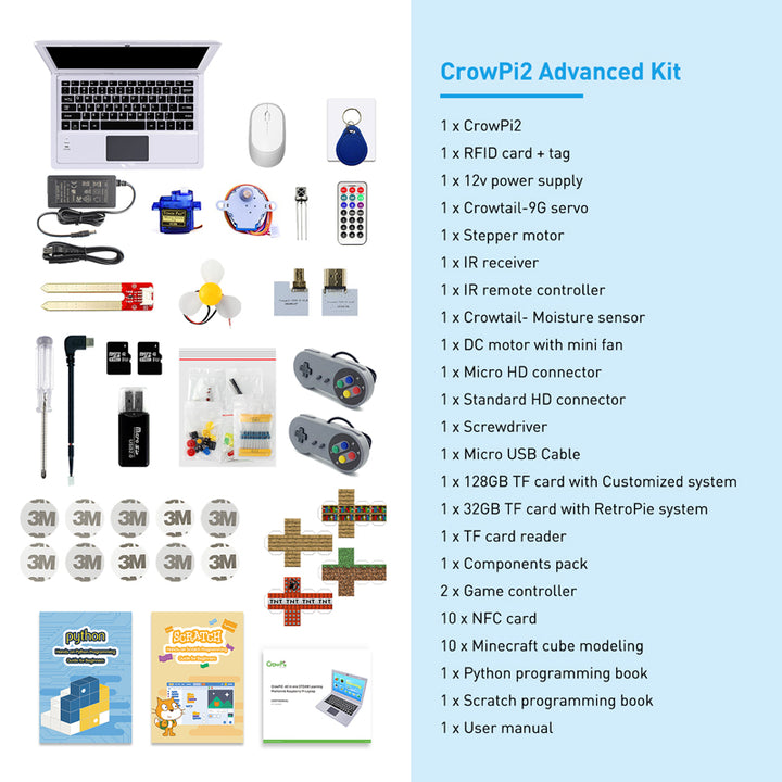 Crowpie Computer CrowPi2 All in One Raspberry Pi Laptop for Programming and Hardware