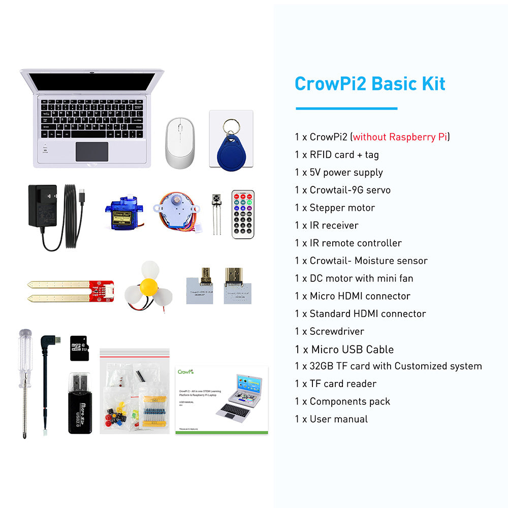 CrowPi2 All in One Raspberry Pi Laptop for Programming and Hardware