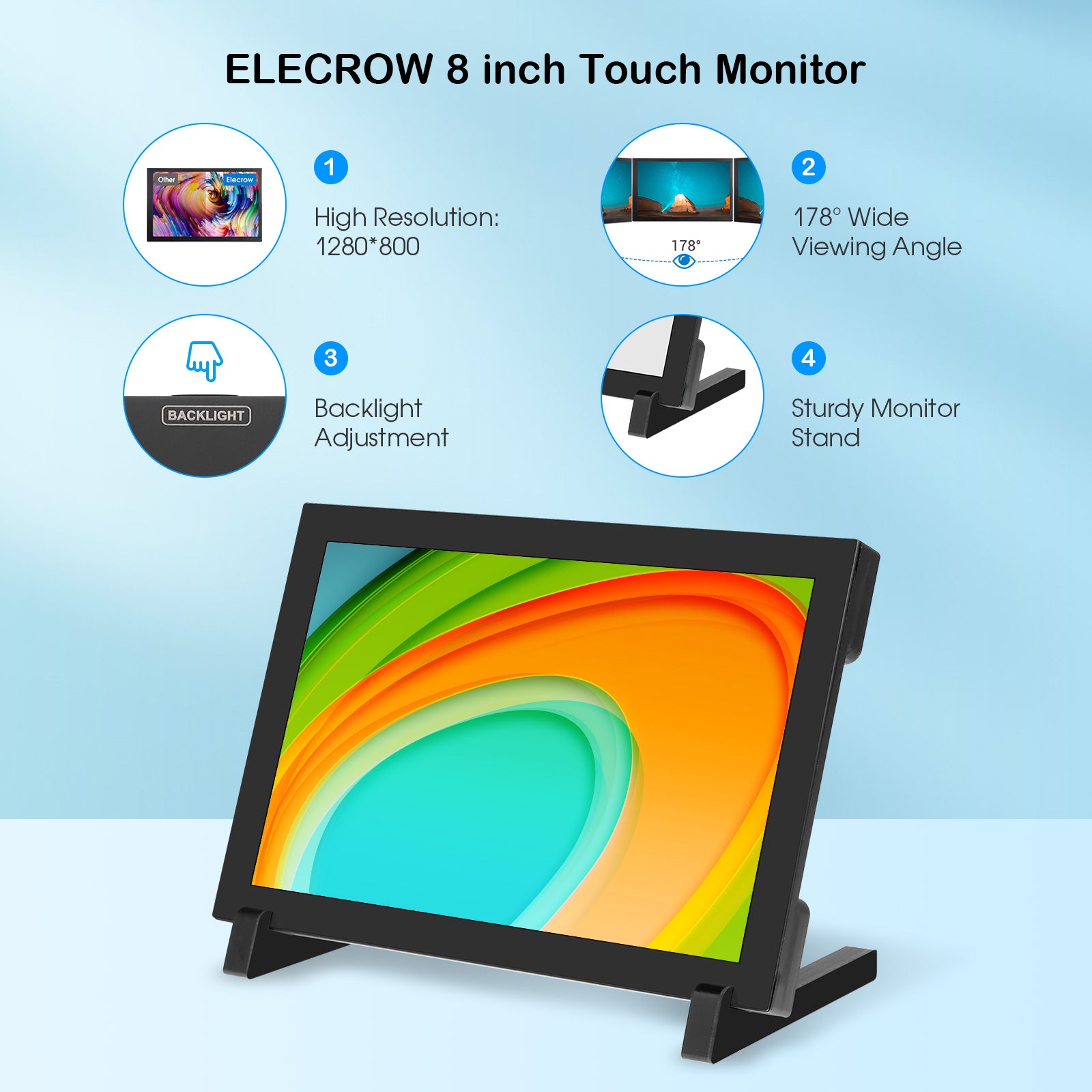 8inch Touchscreen IPS Display 1280x800 Small Portable Monitor Compatib ...
