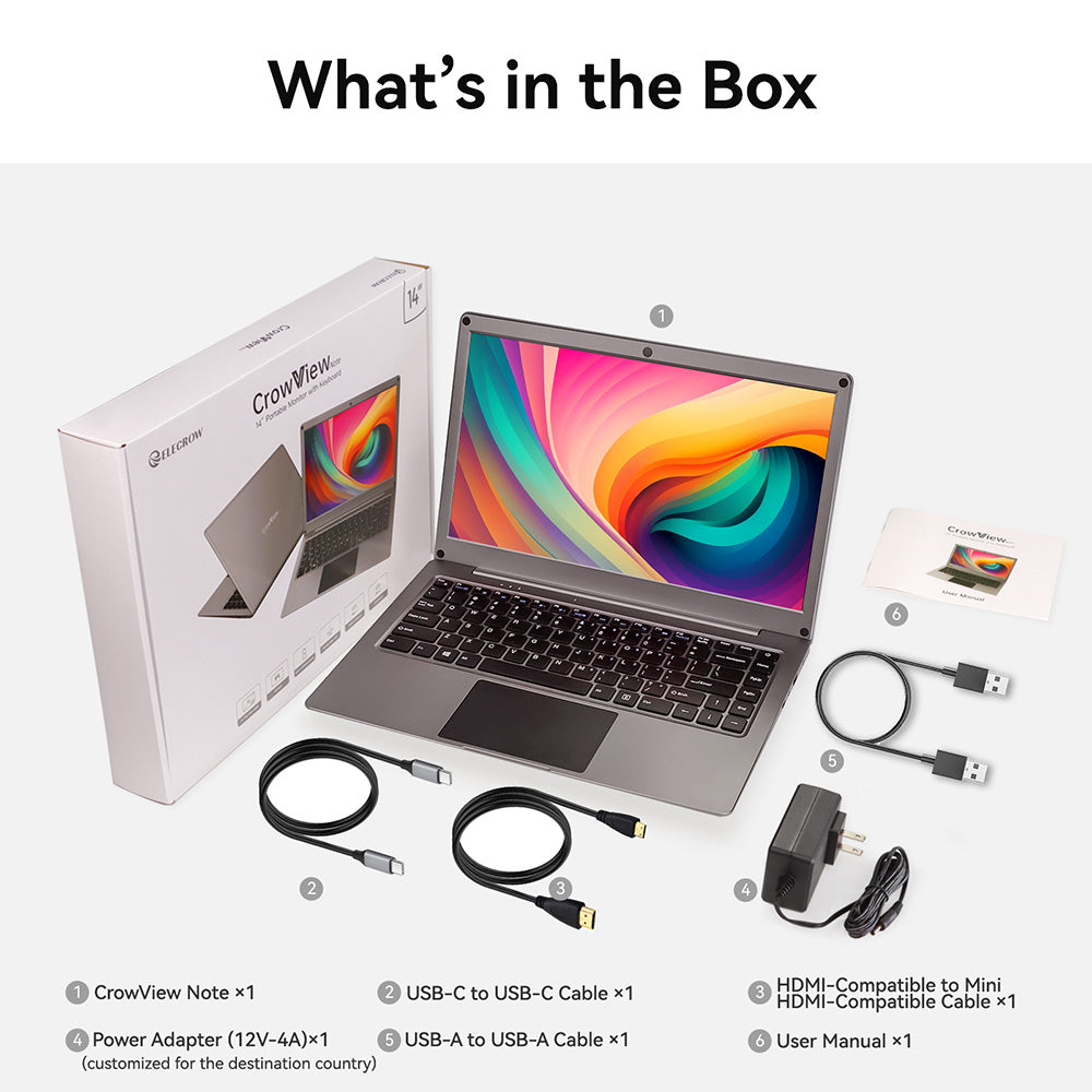 CrowView Note-All-in-One Portable Monitor, Phone-to-Laptop