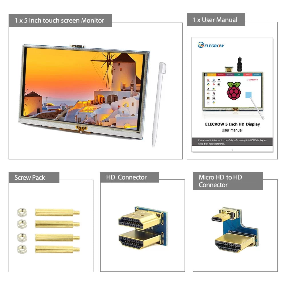 RR050 5 Inch Raspberry Pi Monitor Touchscreen TFT Display