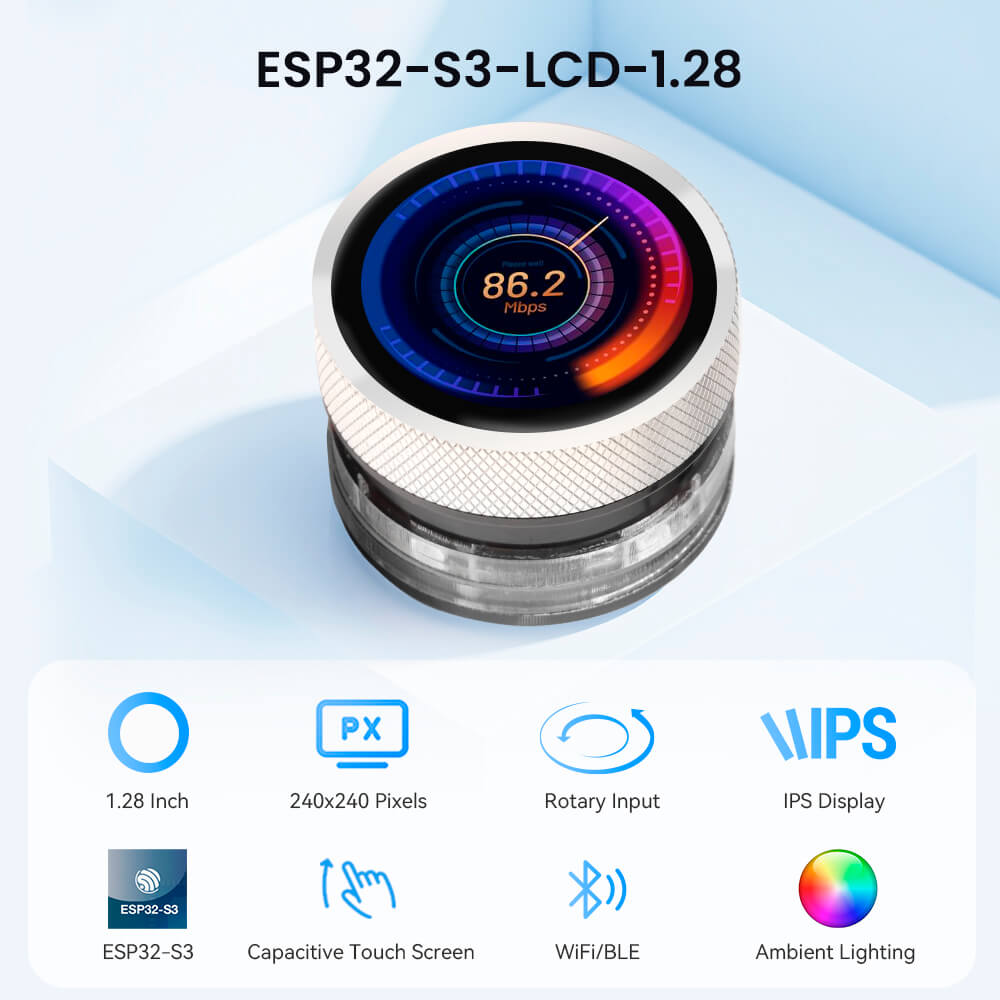 CrowPanel 1.28inch-HMI ESP32 Rotary Display 240*240 IPS Round