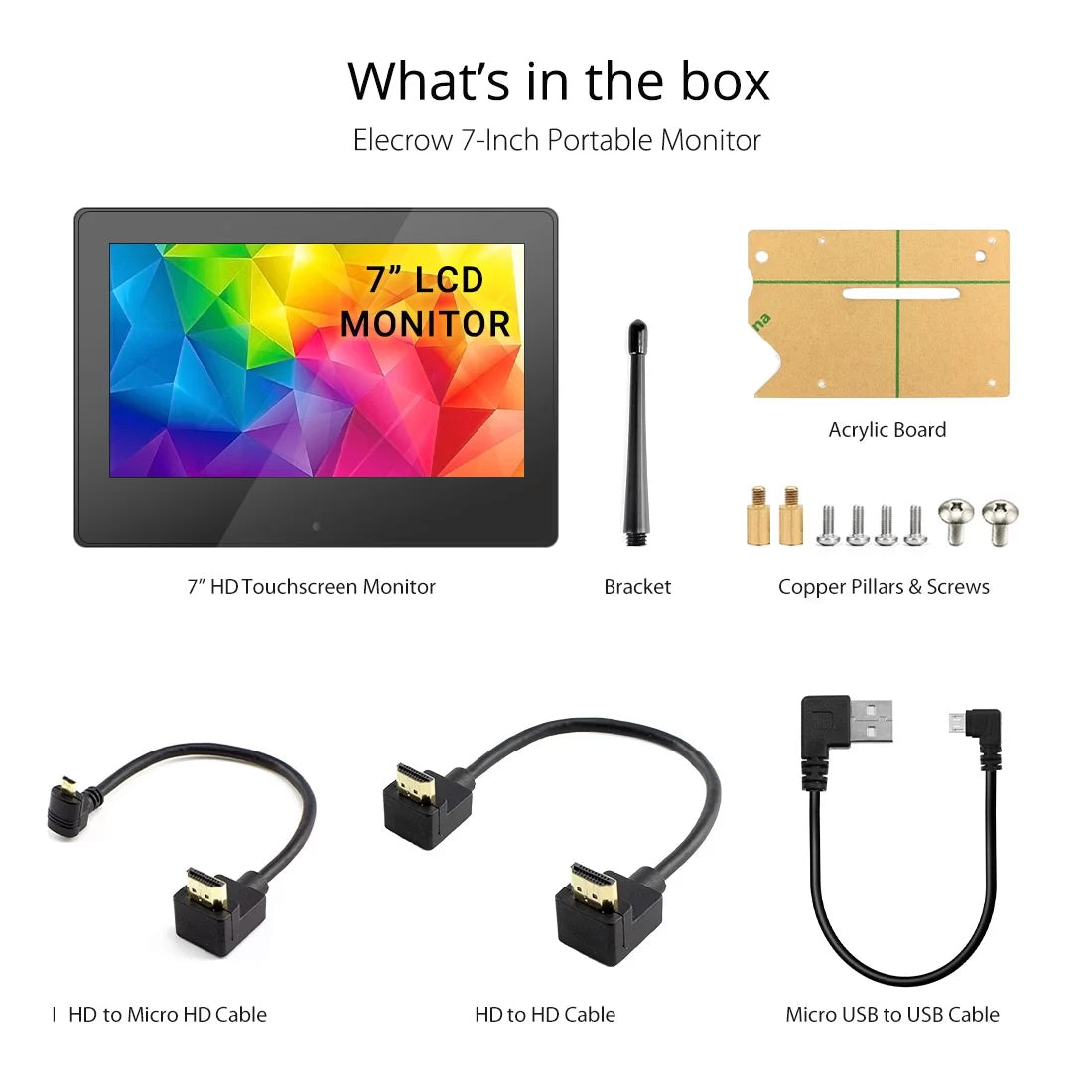 RC070P 7 Inch Raspberry Pi Monitor Touchscreen Capacitive IPS USB Powered Display