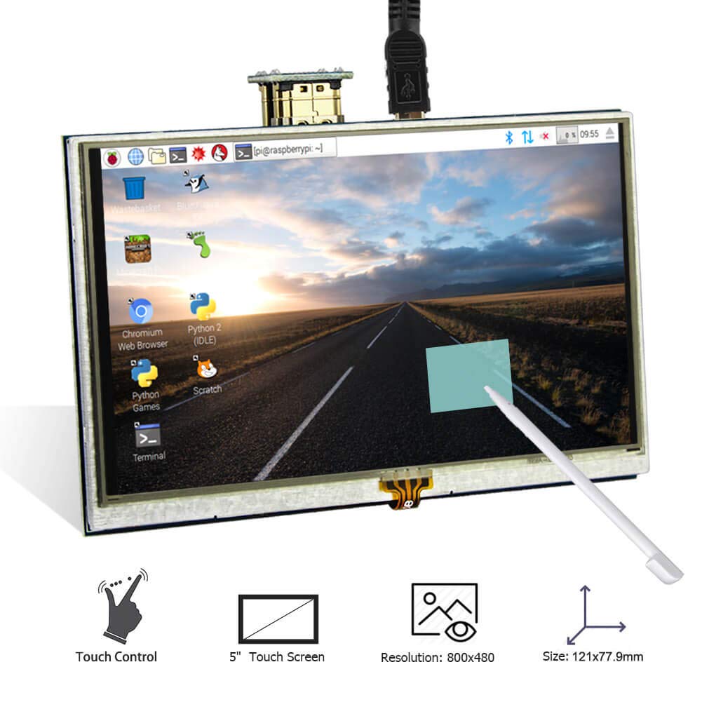 RR050 5 Inch Raspberry Pi Touch Display 800x480TFT LCD Display HDMI ...