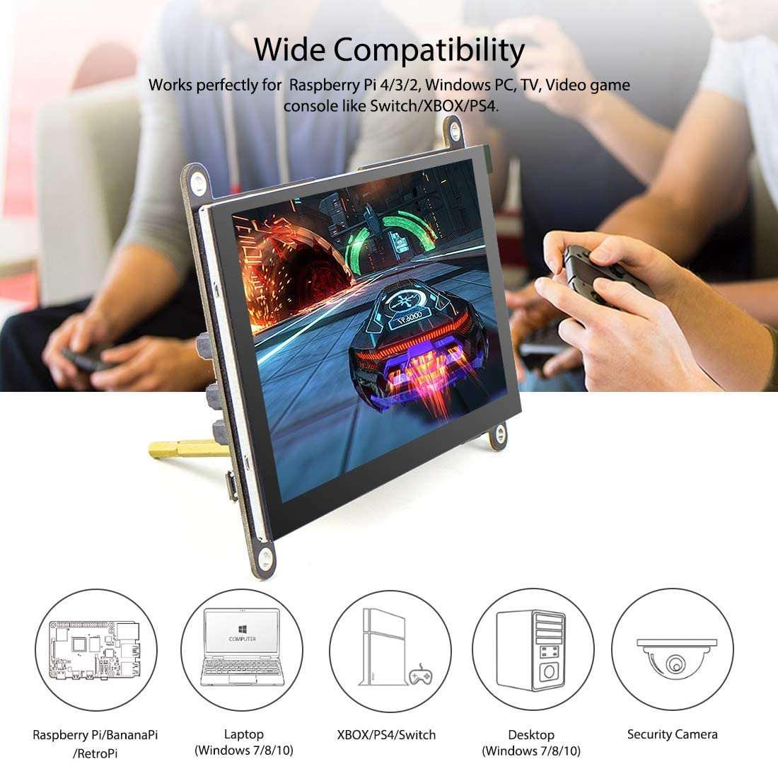RC050S Raspberry Pi Display 5 Inch Touchscreen IPS Display 800x480 USB ...